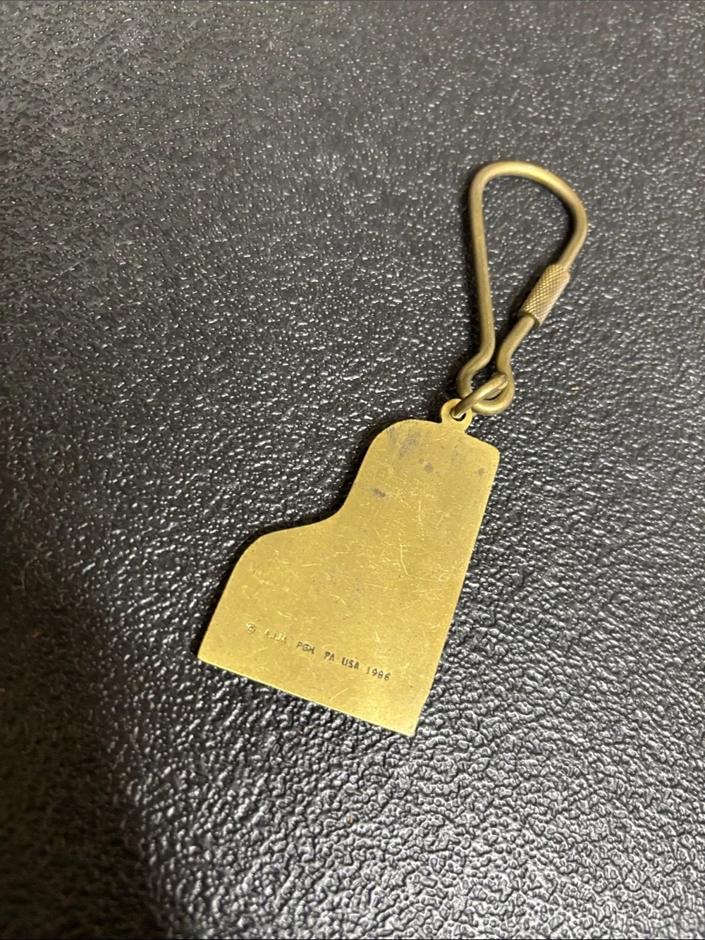 Bach Piano Key Shaped Brass Keychain A.I.M. PGH PA USA 1986